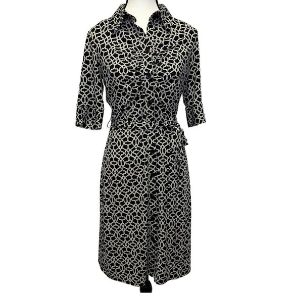 Laundry by Shelli Segal Black and White Geometric Patterned Dress - Size 4 - Picture 1 of 13